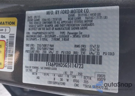 2016 Ford Fusion Se z USA, uszkodzony, nr VIN 1FA6P0HD5G5114723